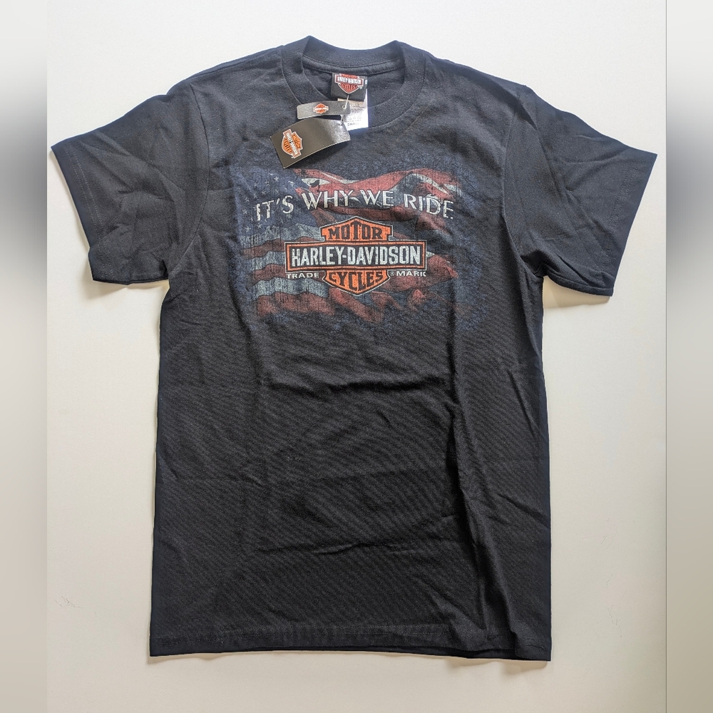 Harley-Davidson Black and Red Short Sleeve Tee